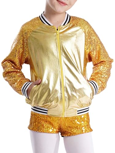 Kids Girls Jazz Dance Tops Long Sleeve Zipper Closure Jacket Coat Raves Festivals2