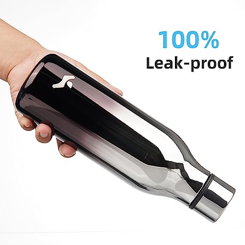 Image of Konokyo Insulated Water Bottle with Strap,18 oz Double Wall Stainless Steel Vacuum Bottles Metal Water Flask,Silver Miner