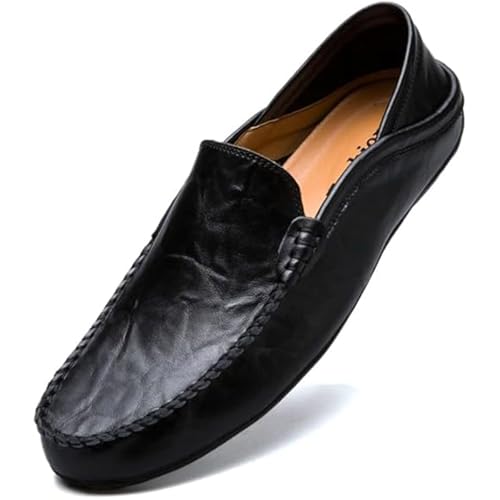 Men's Genuine Leather Slip-On Loafers - Breathable Driving Shoes & Casual Slides2