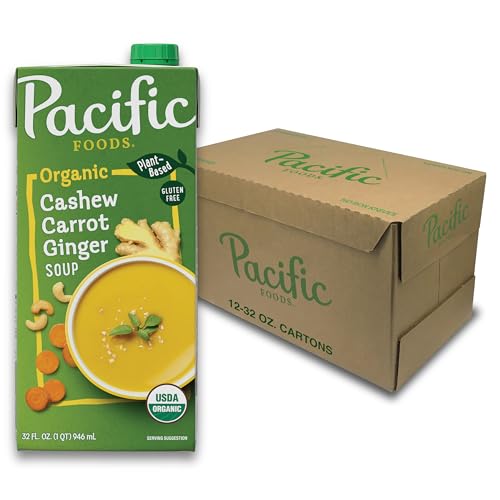 Pacific Foods Organic Cashew Carrot Ginger Soup, 32oz, 12-pack