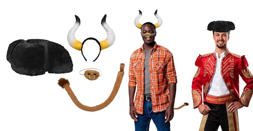 Nicky Bigs Novelties Bullfighter Black Felt Matador Steer Horn Headband Hat Costume Accessory Set