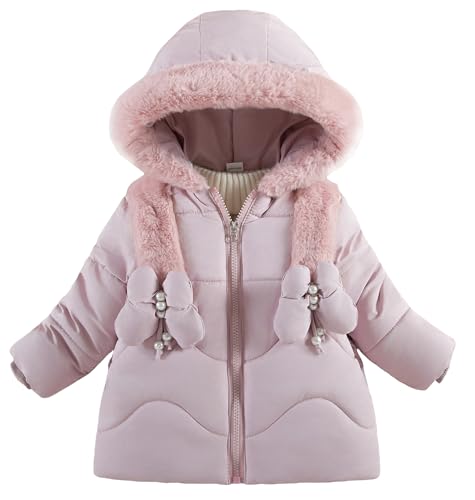Manteau d'hiver chaud fille avec capuche polaire veste col fourrure bébé 1 2 3 4 5 ans
