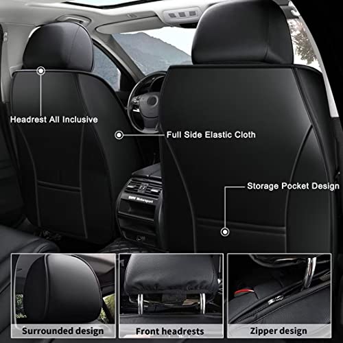 Aomsazto 2 Front Car Seat Cover Custom Fit For Toyota Tacoma 2010-2023 Car Seat Covers Waterproof Leather Car Seat Cushion Protector Compatible Airbag(Only For Double Cab 4 Doors) Black&Gray #TOP1