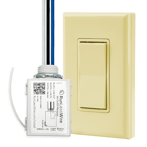 Image of RunLessWire Single Battery-Free Wireless Light Switch Kit - Ivory
