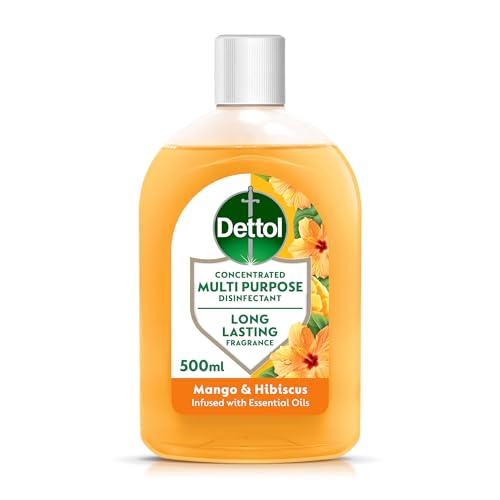 Dettol Multipurpose Concentrated Disinfectant Liquid Antibacterial 500ml Long Lasting Fragrance with Essential oils No Harsh Residue Kills 99.9 Percent of Bacteria