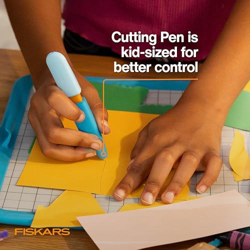 Image of Fiskars Kids Cutting Pen with Foldable Non-Slip Mat - Safe Precision Tool for Crafting and School Projects