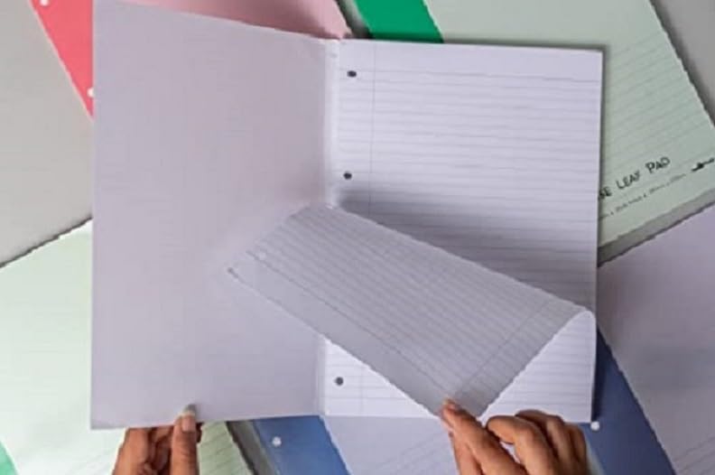 Image of Mahavir Loose Leaf Report Pad (Pack of 2) | A4 Size | Ruled | Pre Punched for Easy Filing | Tear Off Sheets (100 sheets each)
