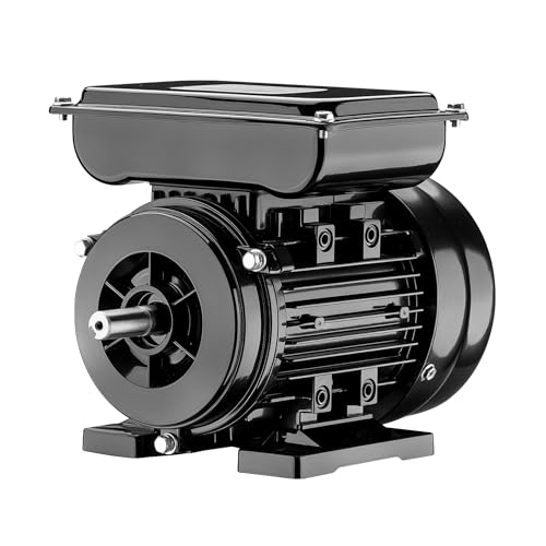 Wiltec Motor eléctrico monofásico 0,37 kW 0,5 CV diseño compacto, robusta carcasa de aluminio, motor de 1400 rpm para uso doméstico, industrial y agrícola, uso versátil