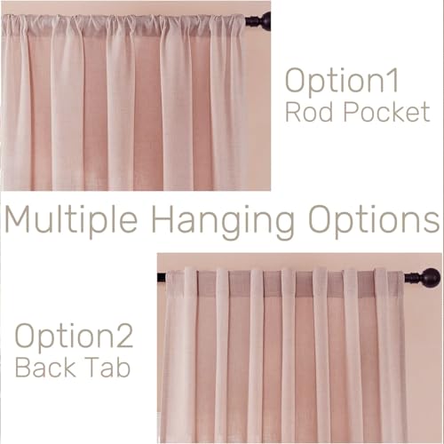 Image of Joydeco Linen Curtains for Living Room,Light Filtering Rod Pocket Back Tab Semi Sheer Drapes Window Long Curtains 108 inches Long Sheer Bliss