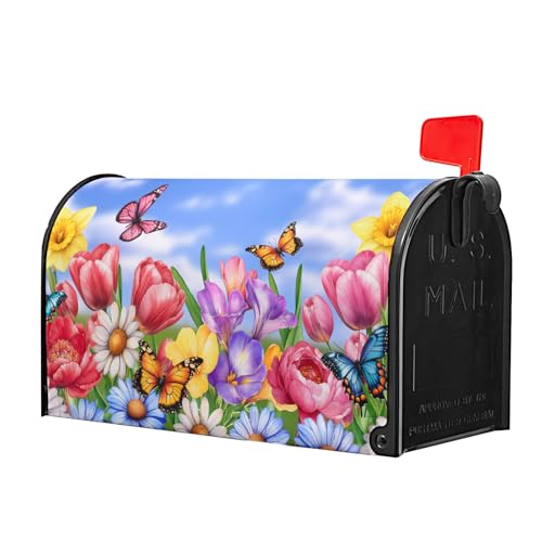 Image of Spring Summer Hummingbird Bird Mailbox Covers Magnetic Large Size 25 inchx21 inch Summer Flowers Mailbox Cover Waterproof Mailbox Wrap Spring Floral Birds Post Letter Box Cover Decor for Home Garden Yard