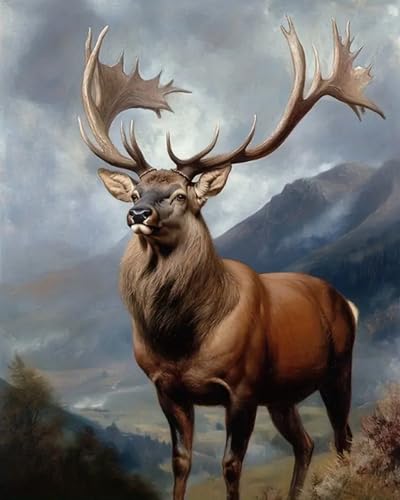 Point de croix Cerf animal Weiniuniu 11CT canevas imprimé 40x50 cm