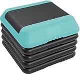 Fitvids Step Aerobic Platform, 16' Exercise Step with 5 levels Adjustable Height, 4 Stackable Risers, Fitness Training Workout Stepper for Home Gym, Cardio Strength, Black & Blue
