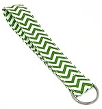 Wave Fabric Wristlet Chevron Lanyard Key Chain for Key fob, Key, ID Badge Holder , USB, Purse (Green)