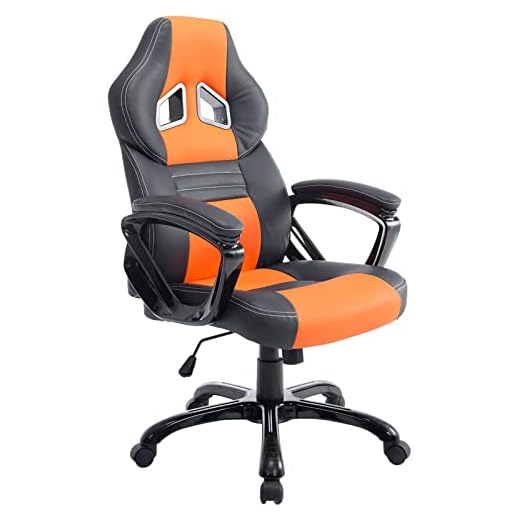 CLP Silla De Oficina Racing Pedro XL En Simil Cuero I Silla Gaming Regulable En Altura & 150 kg Cap. De Carga I Silla De Ordenador con Ruedas I, Color:Negro/Naranja