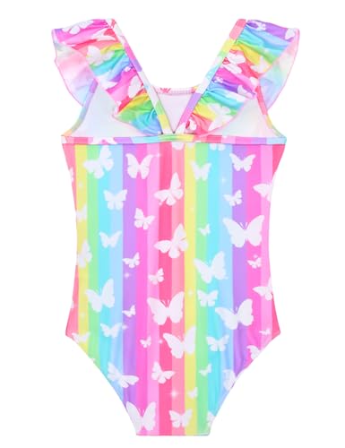 Image of Snowheart Girls Swimsuit One Piece Bathing Suit Kids Quick Dry Shoudler Ruffle Floral Swimwear for 3-12 Years Old