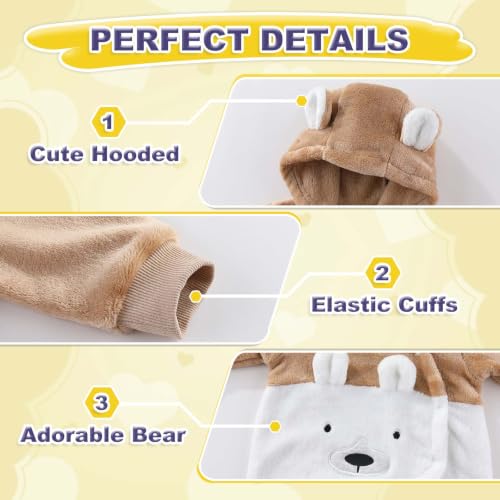 Image of Fairy Baby Newborn Baby Snowsuit Bear Suit Romper Winter Warm Coat Infant Fleece Footie Jumpsuit for Girls Boys 0-18M
