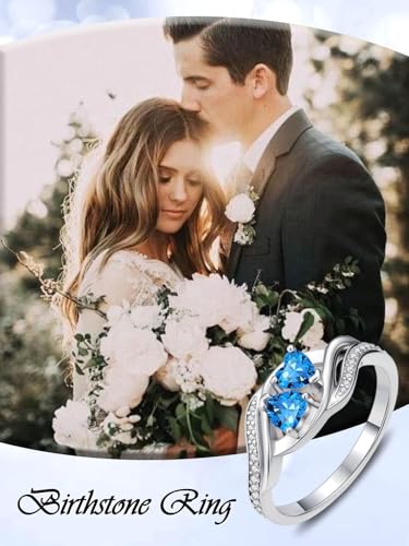 Birthstone Rings for Women Heart Statemet Engagement Eternity Wedding Promise Rings Infinity Jewelry Anniversary Christmas Valentine Mothers Day Birthday Gifts for Women Wife Her Girlfriend2