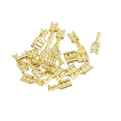 Davitu Terminals - 20 x Gold Tone Brass Crimp Terminal 6.7mm Female Spade Connectors