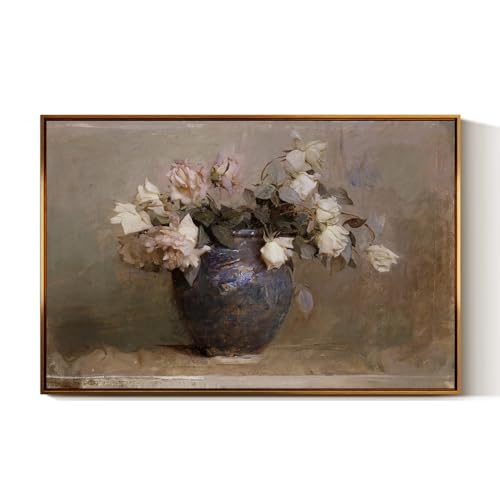 InSimSea Golden Framed Vintage Canvas Wall Art Roses Flower Floral