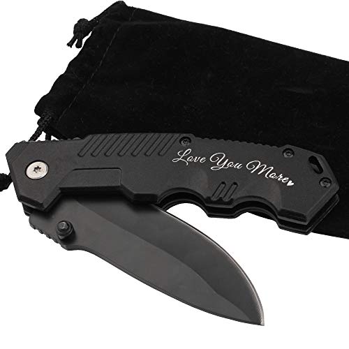 Laser Engraved Pocket Knife Love You More, Anniversary Gifts for Men, Boyfriend Gifts