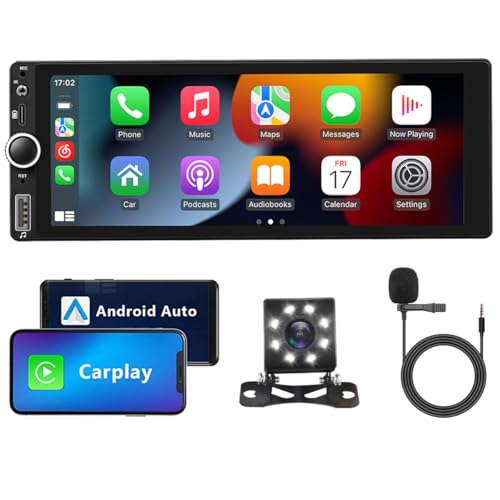 Bluetooth J[XeIACX CarPlay Android Auto ΉA6.86 C` ^b`XN[AVO DIN J[WIAAr[ JtA}CNtAFM/RDSAType-CAUSB 2.1A }[d