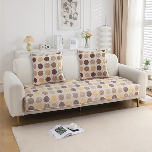 Image of HOKIPO Printed Cushion Cover 22x22 in, Brown Polka Dot