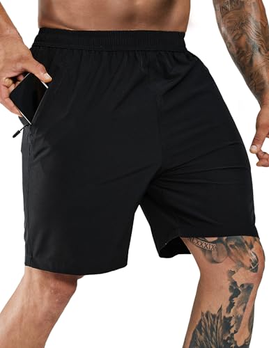 Haimont Men's Athletic Running Shorts 7 Inch Inseam Quick Dry Workout Gym Shorts with Zipper Pocket Lightweight No Liner