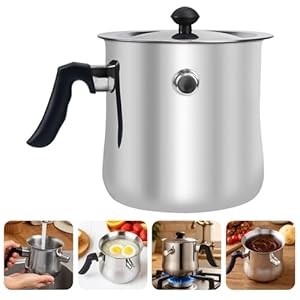 1.5L Milchtopf mit Deckel, Simmertopf mit Pfeife, Puddingtopf aus Edelstahl, Milchtopf Doppelwandig für Gas, Elektro und Induktion