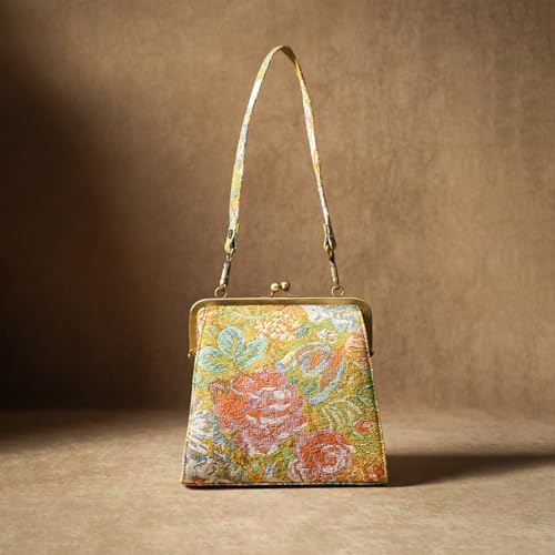 Image of Theater Kisslock Clutch Bag for Women with Adjustable & Detachable Straps | Vintage-Inspired Structured Sling Bag for Day & Evening Use