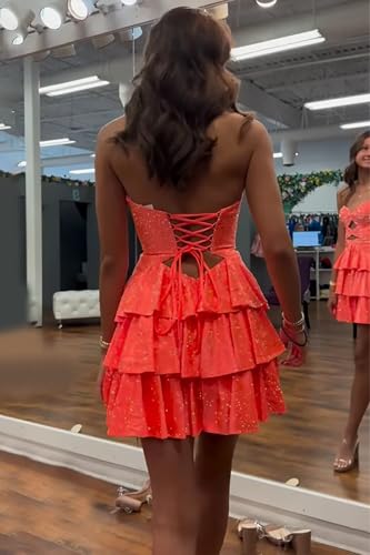 Sparkly Sequin Homecoming Dresses for Teens Strapless Cut Out Short Tiered Prom Party Dress 20253