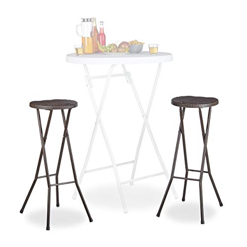 Relaxdays Barhocker klappbar BASTIAN 2er Set, Wetterfest, Höhe 80 cm,...