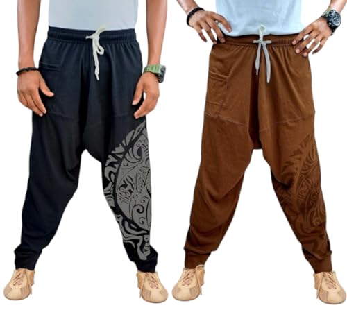 Image of Unisex Harem Pants (Trousers) for Adults (Pack of 2) Multi Colors