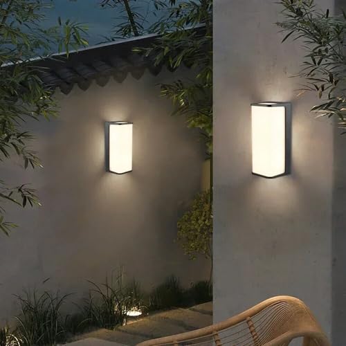 Partenopea® Applique lampada a LED Lampada da parete per muro esterno plafoniera balcone giardino androni impermeabile IP65 da 10W (Nero, Luce Bianca naturale 4000K)