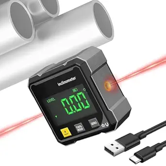 2026 Upgraded 4-Side Magnetic Digital Angle Gauge, Digital Angle Finder Magnetic, Cube Inclinometer with Backlight, Table Saw Miter Protractor, Woodworking Measuring Tool, Level Box for Hanging