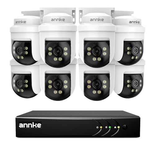 ANNKE Juego de cámaras de vigilancia analógicas 3K con audio, 3K Lite de 16 canales DVR para sistema de cámara, reconocimiento humano y vehículo, cable de 8 x 5 MP, cámara PT con giro de 350° y