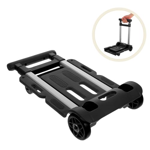 Carro de mano plegable con ruedas giratorias y marco resistente multiusos 8