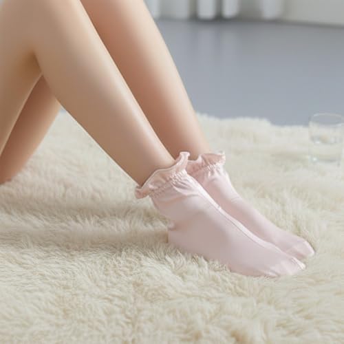 Calcetines de dormir con volantes mujer, calcetines de seda transpirables tobillo 5