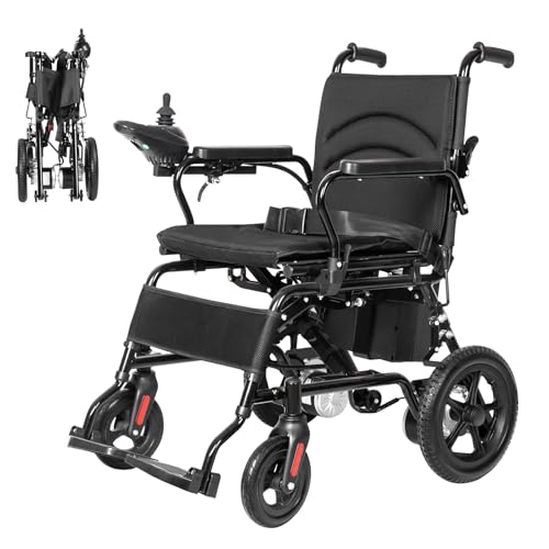 Mindmed Silla de ruedas eléctrica plegable con motores duales de 500 W, baterías de plomo-ácido de 24 V y 12 Ah, carga útil de 100 kg, velocidad ajustable de 0 a 6 km/h y control remoto multifunción.