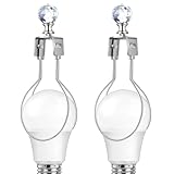 Asjeumt 2Pcs Lamp Shade Light Bulb Clip Adapter Kit, Nickel Lampshade Holder Adapter with Crystals Top Finial, No Harp Required, Clip on Bulb, DIY Replacement Repair Table & Floor Light Metal Parts