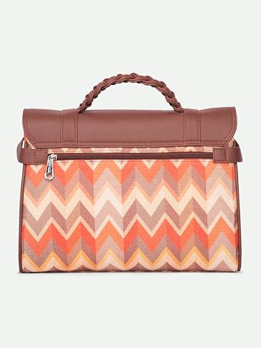Image of ZOUK Heritage Satchel Bag - Gwalior Weaves | Jute | Vegan Leather Handcrafted With Detachable Sling Strap