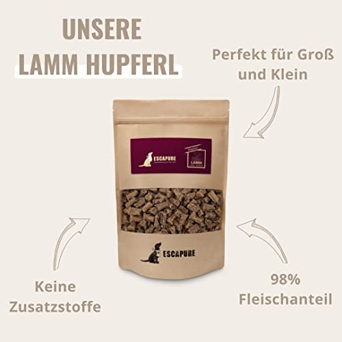 ESCAPURE Hupferl - Hunde Leckerli aus Lammfleisch in Premium Qualität - 98% Muskelfleisch - Protein Trainingssnacks ohne künstliche Zusatzstoffe & Getreide (1000g)