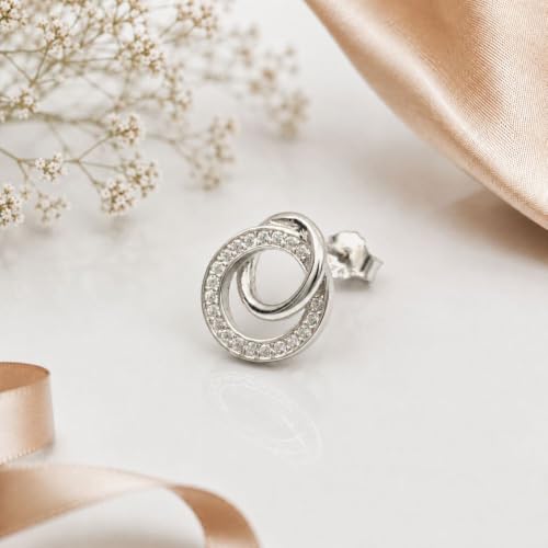 Image of MAIRA 925 Sterling Silver Stylish Contemporary Office wear Earrings for Girls & Woman | Hypoallergenic | Rhodium plated with Anti Tarnish & Korean Finish| 6 months Warranty.
