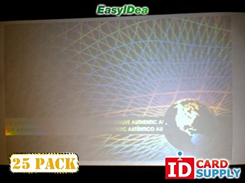 Pack of 25 Adhesive Holographic Overlay for Standard Size ID Cards | Authentic Globe Design
