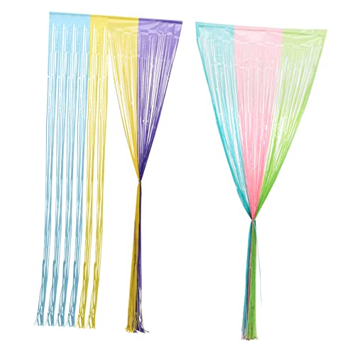 STOBAZA Disco Party Decorations Curtains Pastel Rainbow Tinsel Door Curtain Fringe Backdrop