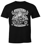 markantes Herren T-Shirt mit derbem Totenkopf und Motorrad Print der Marke MoonWorks