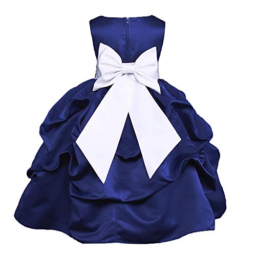 Pink Promise Navy Flower Girl Wedding Christmas Holiday Pick Up Dress with Bow2