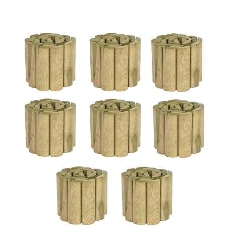 Wooden Log Roll Garden Border Edging Fence 1.0m x 15cm Pack of 8 Total 8m