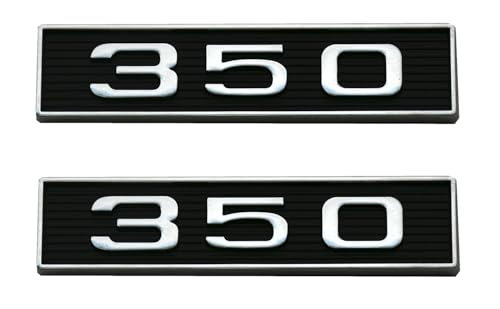 Image of 2Pcs 350 Emblems 350ci 5.7L Block Engine Hood Scoop Badge 3D Decals Stickers Cars Trucks (Chrome Black)