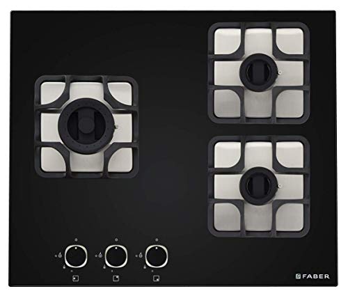 Image of Faber Glass, Mild Steel Hobtop Imperia 603 BRB Ci Bk 3 Brass Burner Auto Electric Ignition Glass and Mild Steel Top (Black)