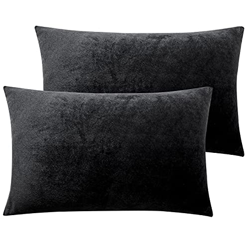 Image of NTBAY 2 Pack Zippered Velvet Queen Pillowcases, Super Soft and Cozy Luxury Fuzzy Flannel Pillow Cases with Zipper, 20x30 Inches, Black